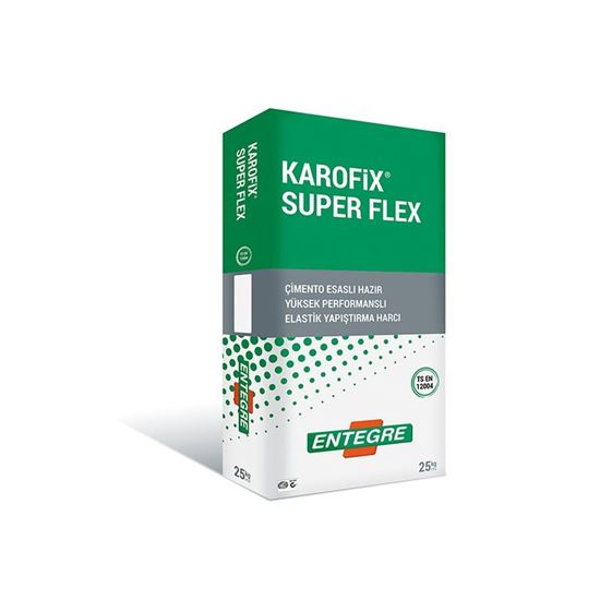 Karofix Süper Flex C2TE Çimento Esaslı Yüksek Performanslı Elastik Yapıştırma Harcı 25 kg Gri