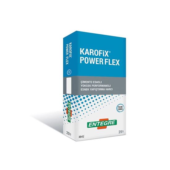 Karofix Power Flex C2TES1 Çimento Esaslı Yüksek Performanslı Esnek Yapıştırma Harcı 25 kg Gri
