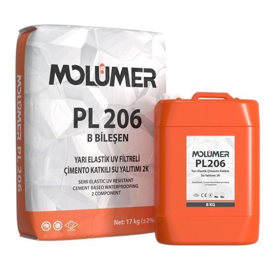 Molümer PL206 Yarı Elastik Çimento Katkılı Su Yalıtımı 2K (8 kg + 17 kg)