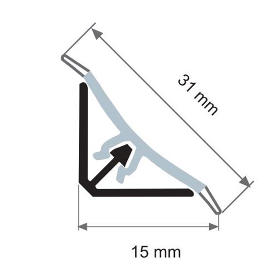 15x15 PVC Küvet Kenar Profili 250 cm Beyaz (Çift Parça-Takım)