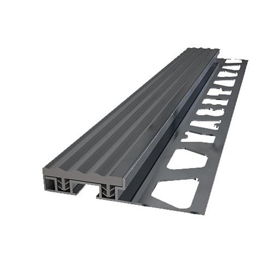 8 mm PVC Bantlı Merdiven Basamak Profili 250 cm Gri