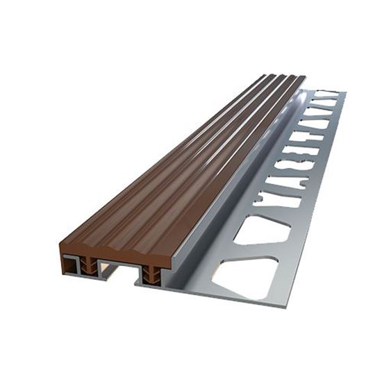 11 mm PVC Bantlı Merdiven Basamak Profili 250 cm Kahve